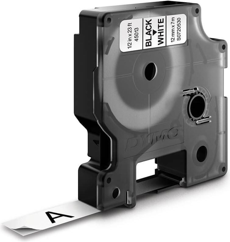 Schriftbänder Dymo D1 45013/S0720530, schwarz auf weiß, 12mm/7m