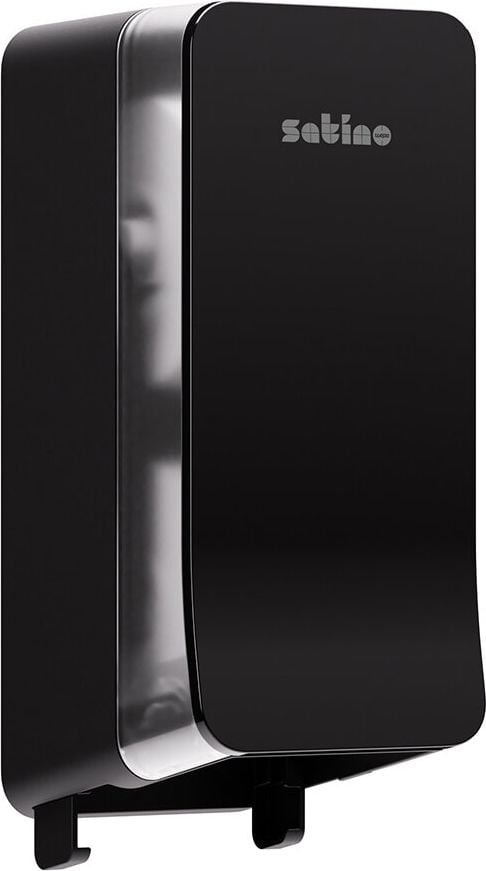 Toilettenpapierspender Satino by WEPA Hyginity Twin Roll, Spendersystem JT3 (für 2 Rollen), 379x147x177mm (HxBxT), abschließbar, recycelter Kunststoff, schwarz