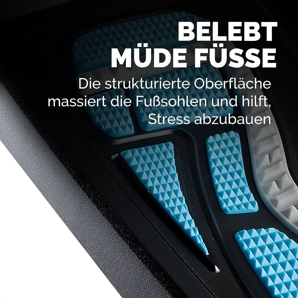 Fußstütze Fellowes Energizer 8068001, Höhe 3-fach und Neigung um 25 Grad verstellbar, Reflexzonen-Massageoberfläche, schwarz/blau