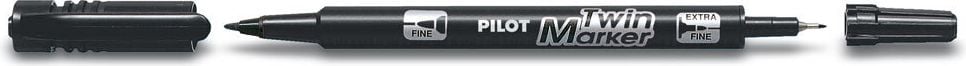 Permanentmarker Pilot SCA-TM-BG Twin Marker Begreen 4045, 2 Rundspitzen (0,4 und 0,8mm), wasserfest, schwarz