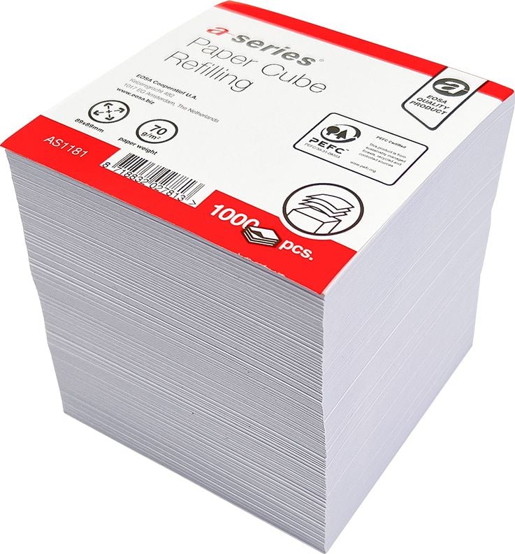 Notizzettelbox-Nachfüllpackung a-series AS1181, 89x89mm, lose Blätter, weiß,
Pack 1000 Blatt