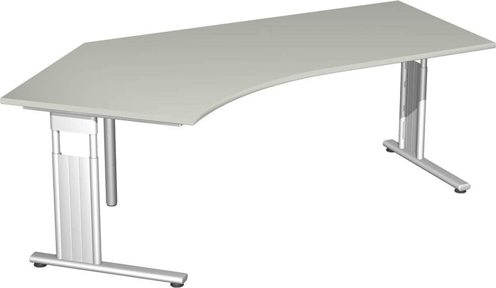 Winkelschreibtisch Geramöbel C Fuß Flex S-618315, 216,6x72x113cm (BxHxT), 135 Grad Winkel
links, C-Fuß silber, hellgrau