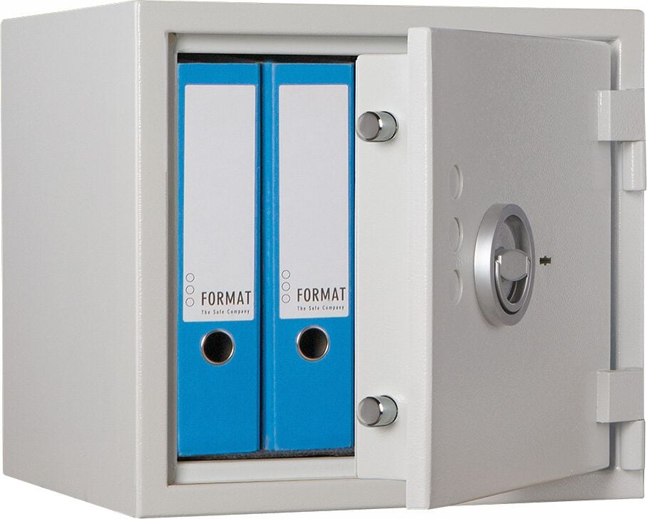 Sicherheitsschrank Format Seguro 30 022830-00000, 40,2x43,2x42,5cm, 44kg, Doppelbartschloss, Sicherheitsstufe S2 gemäß EN 14450, 36 Liter Volumen, hellgrau