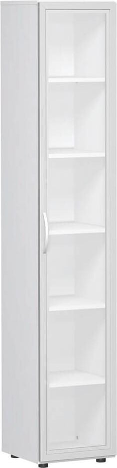Aktenschrank Geramöbel Flex S-346838, 40x216x42cm (BxHxT), 1 Flügeltür, 5
Fachböden, 6 Ordnerhöhen, Bogengriff, weiß