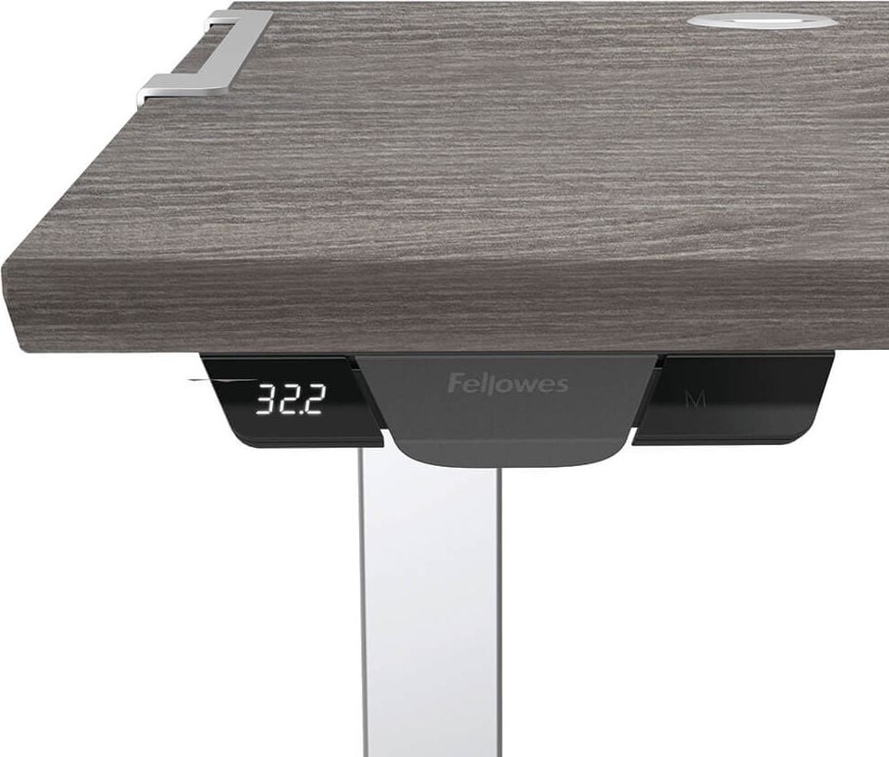 Hubschreibtisch Fellowes Levado 180 cm, 180x80cm (BxT), 64-126cm Höhe, rechteckig,
C-Fuß silber, walnuss