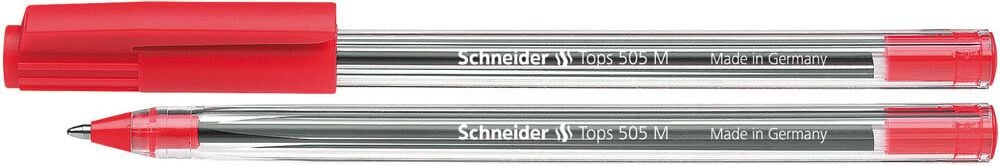 Kugelschreiber Schneider Tops 505M 1506, Einweg, Strichbreite ca. 0,5mm, Kappe, Clip,
Pack 50 Stück, rot