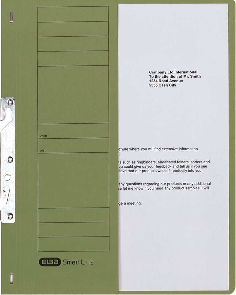 Einhakhefter Elba 22451, A4, 1/2 Deckel, kaufm. Heftung, Manilakarton
250 g/m², grün