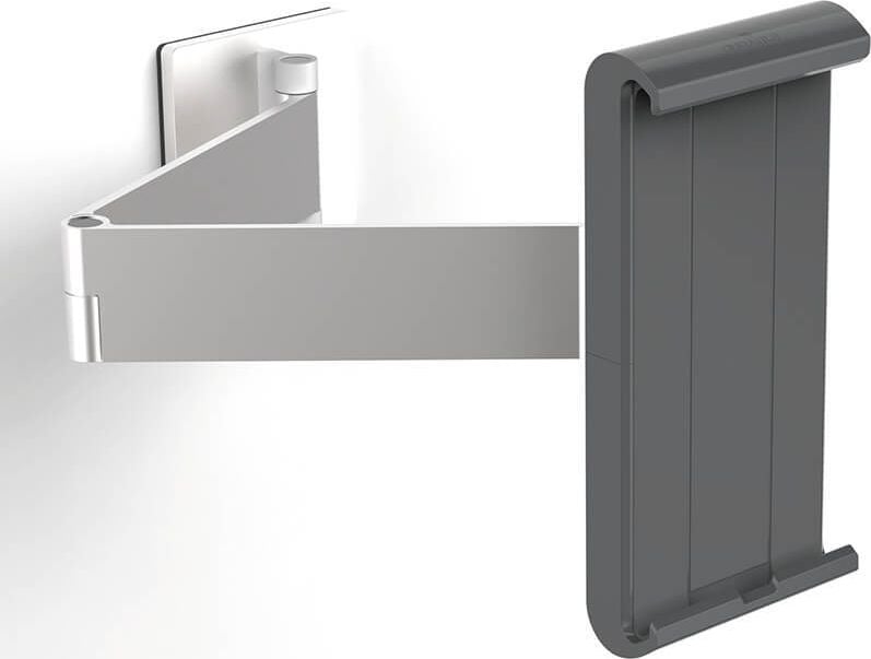 Tablethalterung Durable Tablet Holder Wall Arm 8934-23, für 7-13 Zoll Tablets im Hoch- und
Querformat, Wandbefestigung, drehbar, neigbar, schwenkbar, silber
