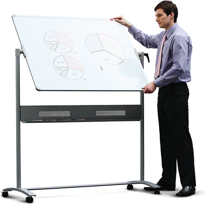 Kombitafel Nobo mobile Kombidrehtafel 1901043, Whiteboard/Filz grau, 90x120cm,
Stativ-Drehtafel