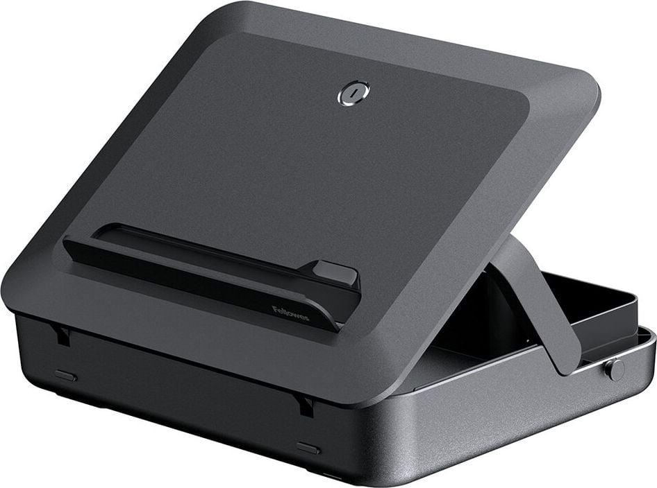 Notebookständer Fellowes BREYTA 10001656 Toolbox, bis 14 Zoll Notebooks, Tragfähigkeit bis 4
kg, 5-fach höhenverstellbar, schwarz