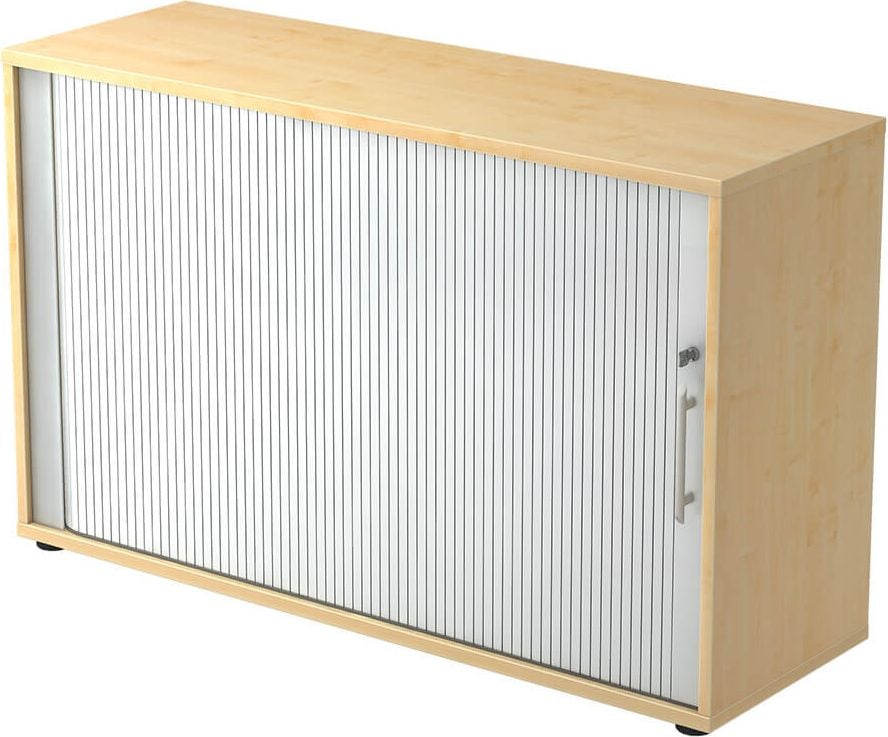 Aktenschrank Hammerbacher 1732S, 120x74,8x40cm (BxHxT), 1 Querrollladen, 1
Fachboden, Korpus/Rollladen zweifarbig, buche
