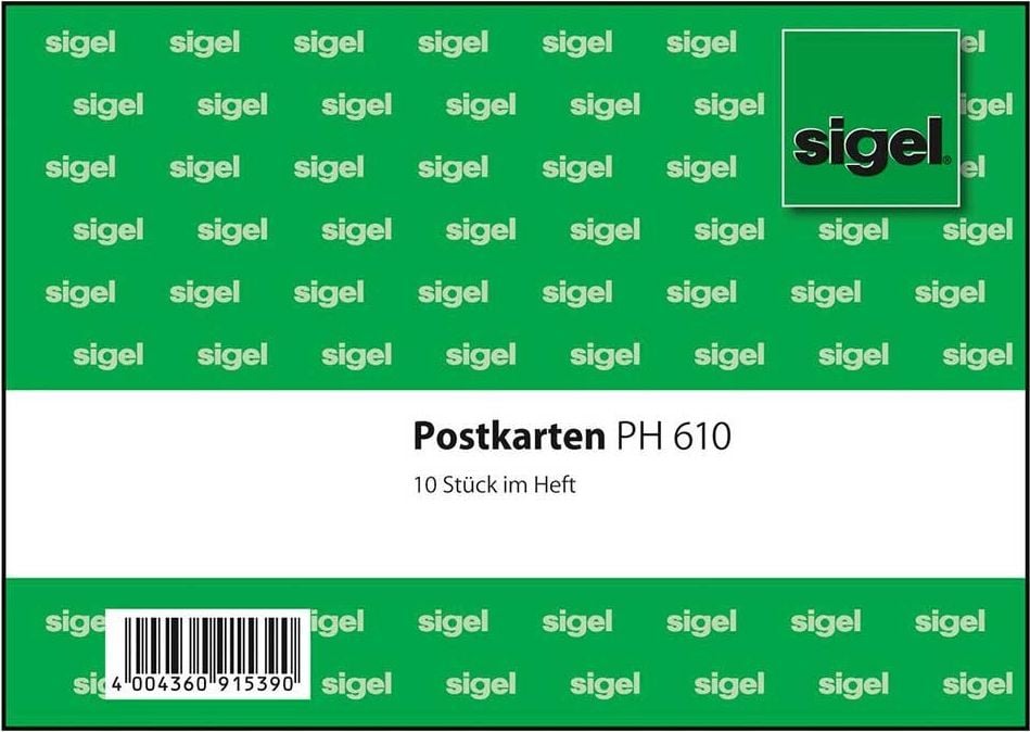 Postkarten Sigel PH610, A6, amtlicher Vordruck, Heft 10 Stück