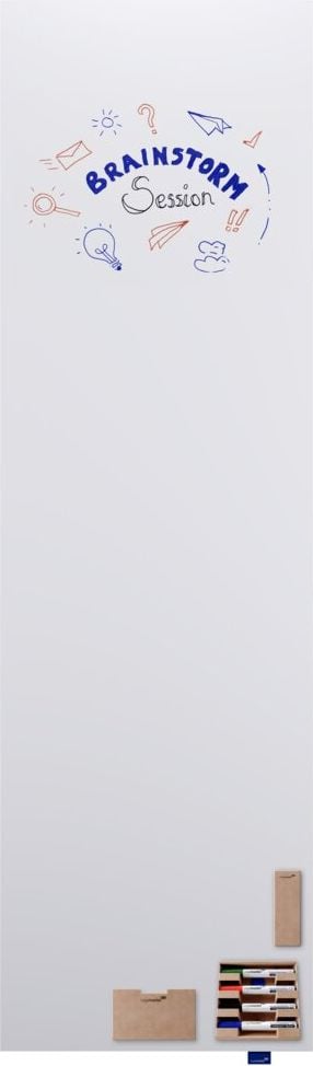 Whiteboard Legamaster WALL-UP 7-106126, 200x60cm, emailliert, trocken abwischbar, rahmenlos, Wandaufhängung im Hochformat, inkl. Zubehör, FSC-zertifiziert