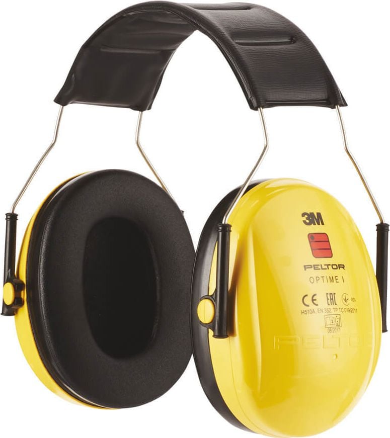 Kapselgehörschutz 3M Peltor Optime H510A-1, bis zu 27dB, Kopfbügel, stufenlos verstellbar, gelb/schwarz