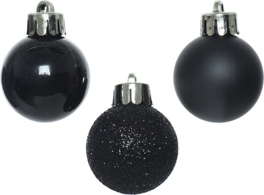 Weihnachtskugeln DECORIS, 3cm Durchmesser, Polystyrol, Pack 14 Stück, schwarz