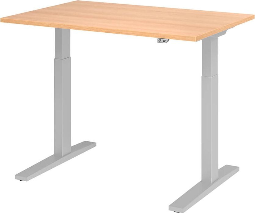 Hubschreibtisch Hammerbacher XMKA12, 120x80cm (BxT), 70-120cm Höhe, elektrisch
höhenverstellbar, rechteckig, C-Fuß silber, eiche