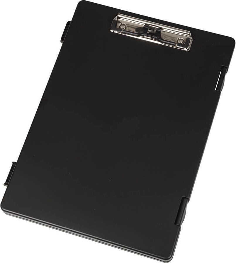 Klemmbretter Wedo 575001, A4, Kunststoff, Metallklemme kurze Seite,
Innenfach, schwarz, schwarz