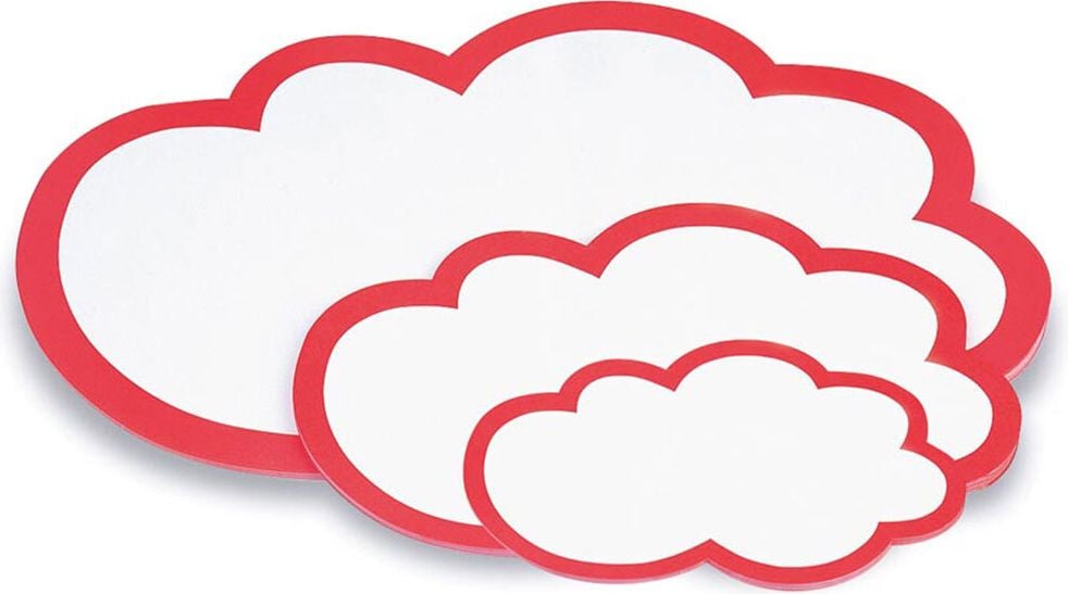 Moderationskarten Wolke Magnetoplan 111152004, 37x61cm, weiß mit rotem Rand, Pack 20 Stück