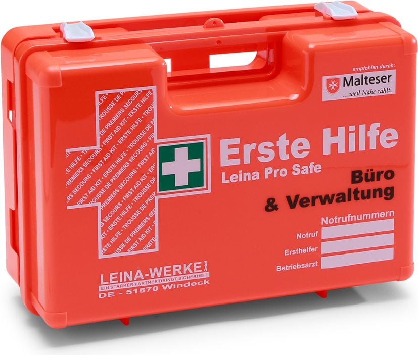 Erste Hilfe Verbandkoffer Leina-Werke Pro Safe 21112, Füllung nach DIN 13157 + branchenspezifische Zusatzausstattung Büro & Verwaltung, orange