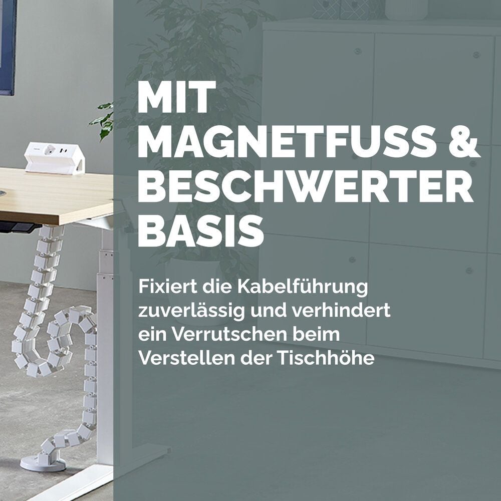 Kabelführung Fellowes CableSpine 100136871/10036872, 128,8cm, 4 getrennte Kabelkanäle, für höhenverstellbare Tische bis 130 cm, weiß