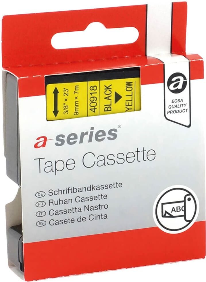 Schriftbänder a-series AS1411 für Dymo D1 40918/S0720730, schwarz auf gelb, 9mm/7m