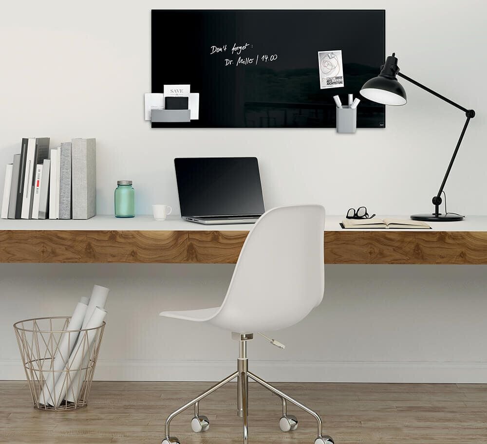 Glasboard-Ablagefach Sigel GL803, 160x54x43mm, Kunststoff, mit magnetischem Clip, anthrazit, anthrazit