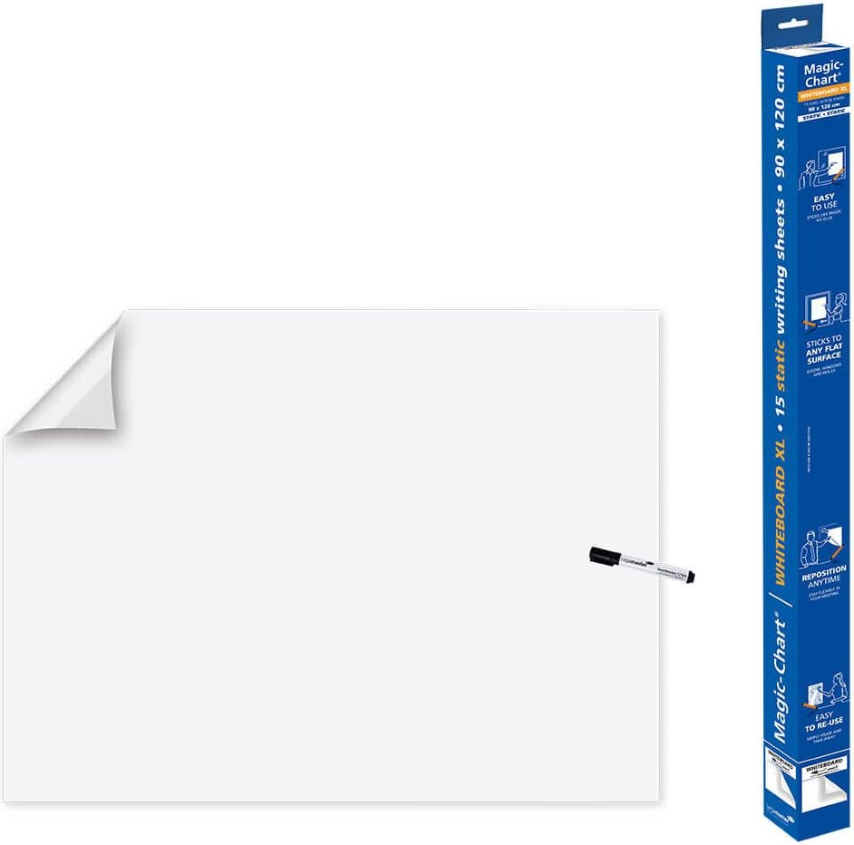Whiteboardfolie Legamaster Magic-Chart Whiteboard 7-159154, 90x120cm, weiß, selbsthaftend, beschreibbar,
Rolle 15 Stück, recycelbar