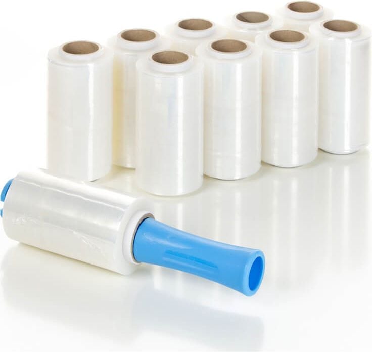 Handstretchfolienabroller-Set Eichner 9219-00753, Kunststoff, für Rollen bis 125mm/300m, für
manuelle Verarbeitung, blau, inkl. 10 Rollen
Stretchfolie 150m