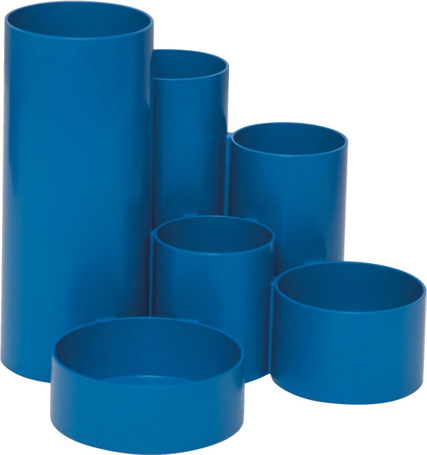 Stifteköcher Maul MAULtubo Recycling 4115602/4115637/4115690, 6 Fächer, 85% PCR-Kunststoff, Blauer Engel, blau