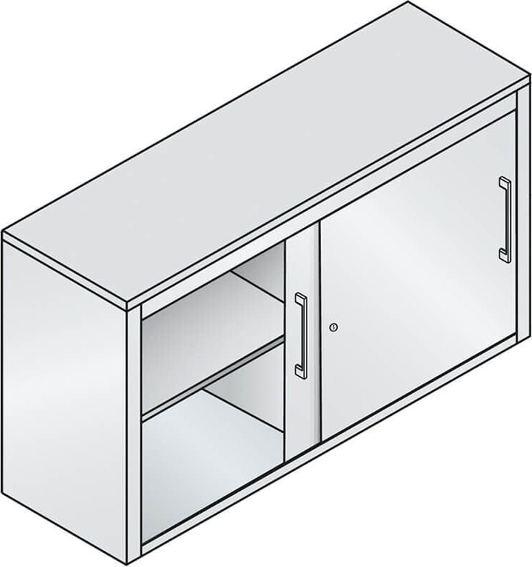 Aktenschrank CP C 2000 Acurado 5723-00, 120x72x40cm (BxHxT), 2 Schiebetüren,
2 Fachböden, 2 Ordnerhöhen, Mitteltrennwand,
hellgrau