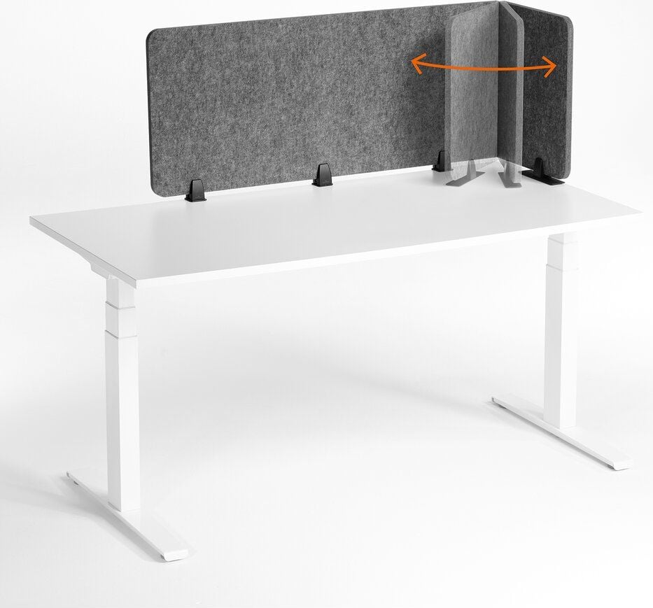 Tischtrennwand Durable EFFECT 160 313558 50x160cm, Klemmhalterung/Standfüße, schallabsorbierend, rahmenlos, doppelseitig nutzbar, faltbar, recyceltes PET-Filz, anthrazit