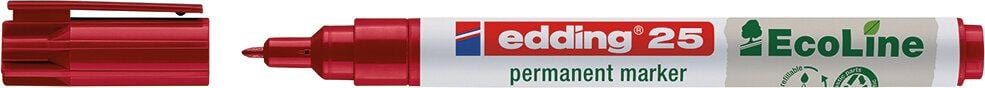 Permanentmarker Edding 25 EcoLine, ca. 1mm, Rundspitze, Gehäuse 90% recycelter Kunststoff, rot