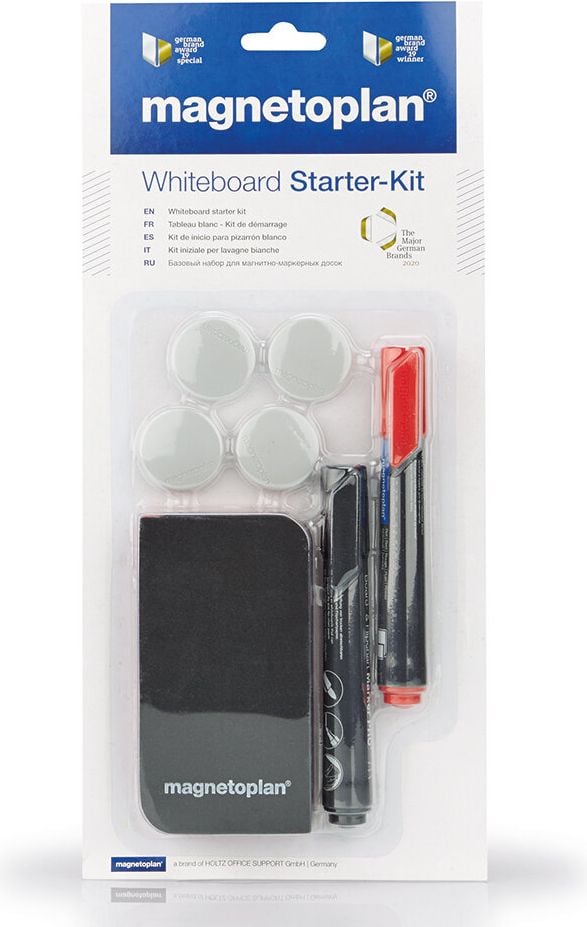 Tafel-Starter-Set Magnetoplan 37102, 2 Marker, 1 Tafellöscher, 4 Magnete