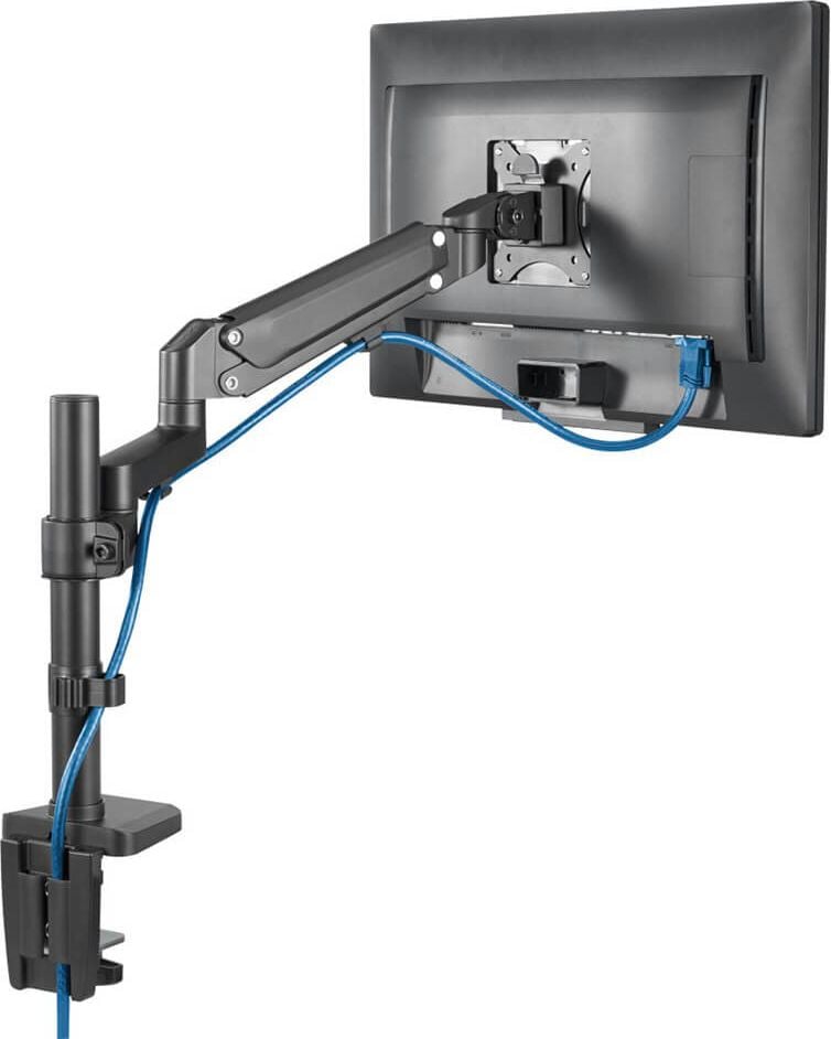 Monitorhalter Hama FULLMOTION Einzelarm 118496, 1 Arm, Tragfähigkeit bis zu 12 kg,
Schwenkarm, höhen- und tiefenverstellbar,
Klemmhalterung, schwarz