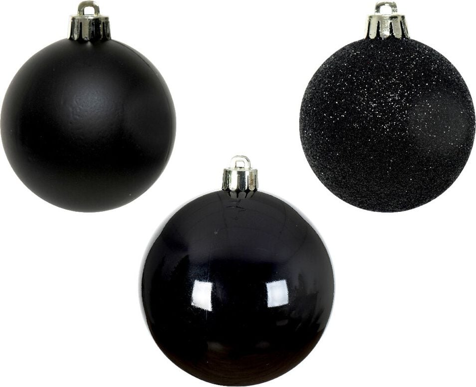 Weihnachtskugeln DECORIS, 6cm Durchmesser, Polystyrol, Pack 10 Stück, schwarz