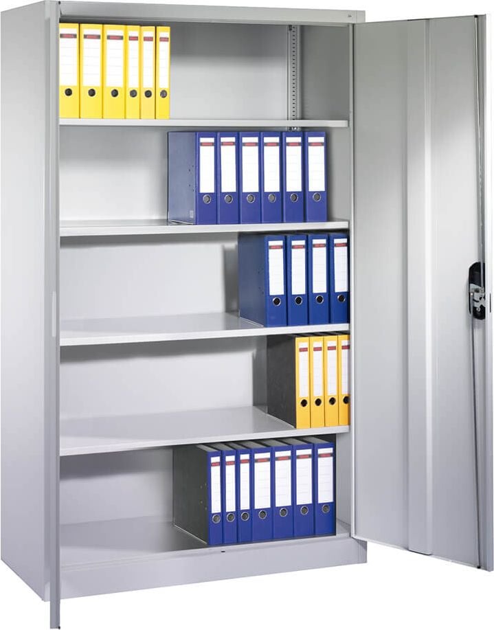 Aktenschrank CP C 2000 Acurado 9480-000, 120x195x50cm (BxHxT), 2 Flügeltüren,
4 Fachböden, 5 Ordnerhöhen, hellgrau