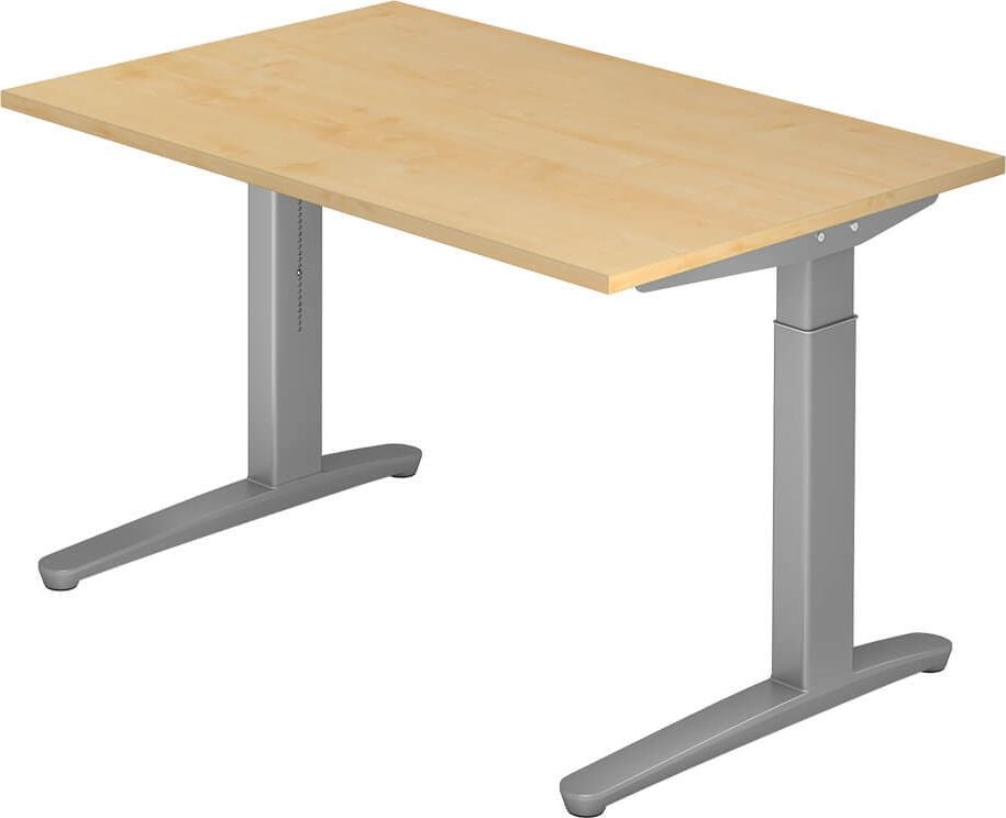 Schreibtisch Hammerbacher VXB12/x/SS, 120x80cm (BxT), 65-85cm Höhe, rechteckig,
C-Fuß silber, ahorn