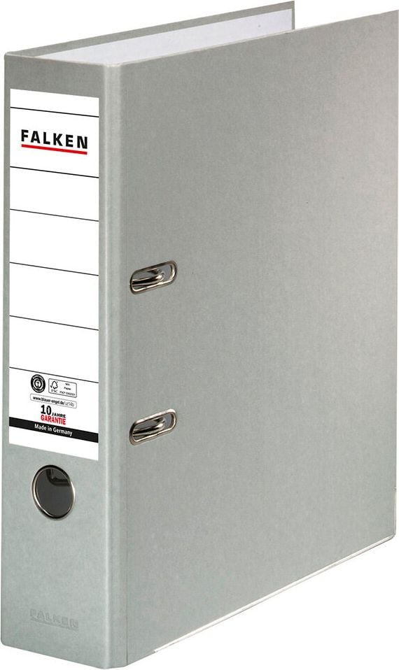 Ordner A4 Falken Recycolor 11285, 80mm, farbige RC-Pappe, A4, 8cm Rücken, Kraftpapierbezug, Blauer
Engel, FSC, grau