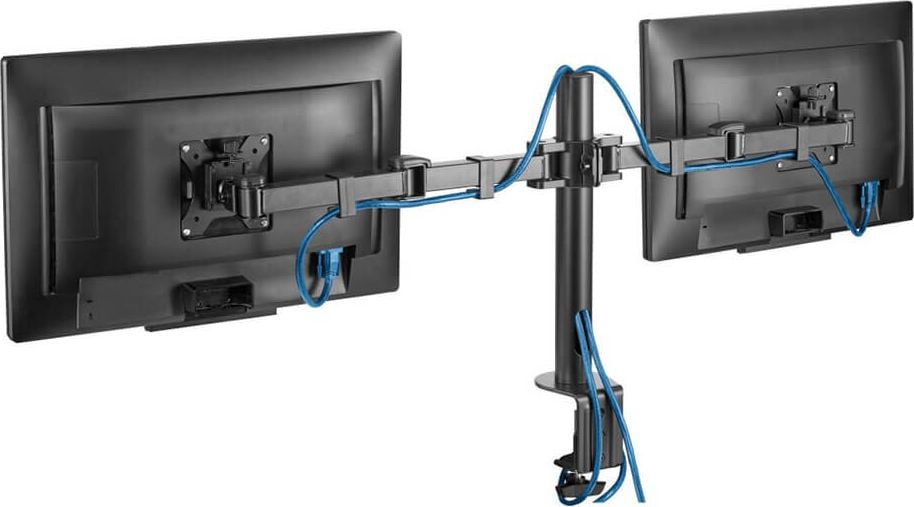 Monitorhalter Hama FULLMOTION Doppelarm 118494, 2 Arme, Tragfähigkeit bis zu 15 kg pro
Schwenkarm, höhen- und tiefenverstellbar,
Klemmhalterung, schwarz