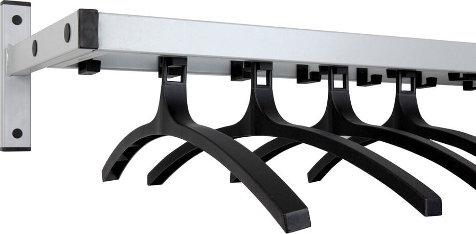 Garderobenleisten V-Part Safe 19, 19 Haken, zur Wandmontage, schwarz/grau
