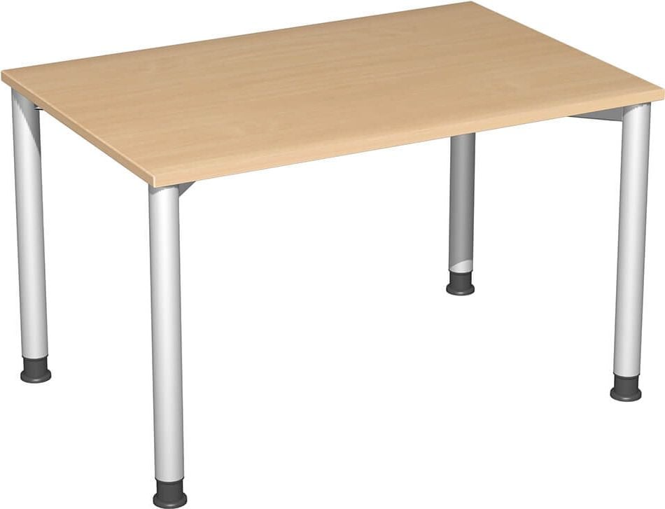 Schreibtisch Geramöbel 4 Fuß Flex S-555102, 120x80cm (BxT), 68-80cm Höhe, rechteckig,
4-Fuß silber, buche