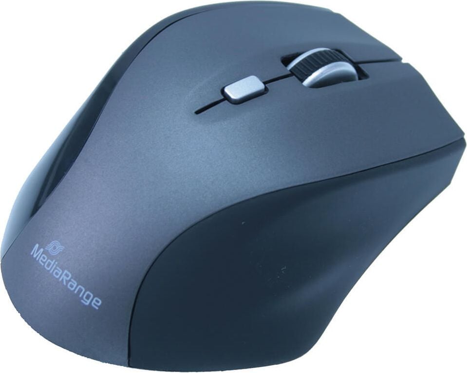 Maus MediaRange MROS203, für Rechtshänder, Funk, 5 Tasten, optischer Sensor, schwarz / grau