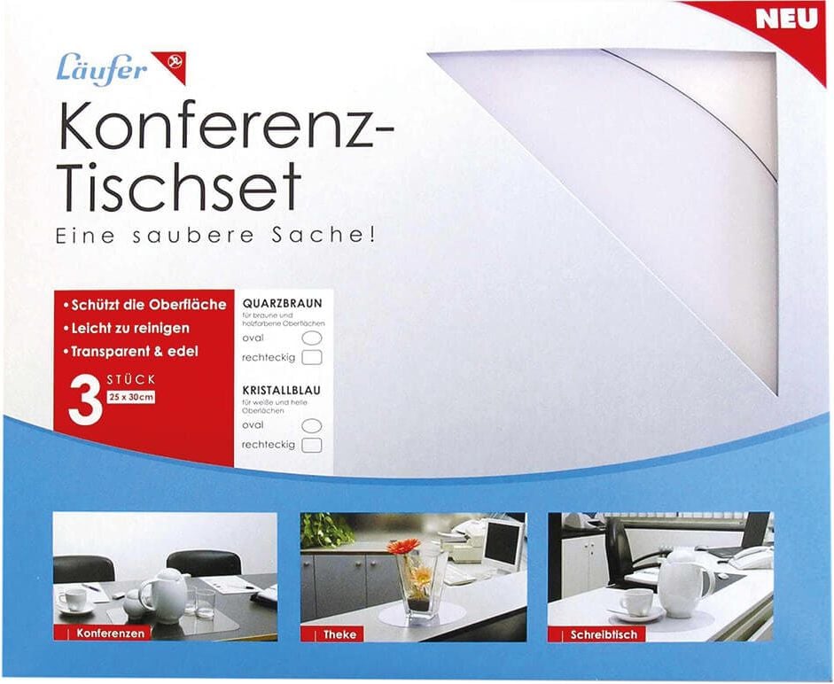 Konferenz-Tischset Läufer 32645, 25x30cm, rechteckig, kristallblau,
Pack 3 Stück