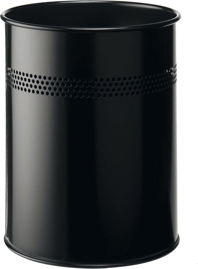 Papierkorb Durable 3300, 15 Liter, Stahl, Lochmusterring, Griffrand, schwarz