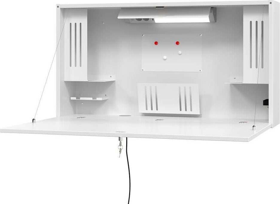 Wandschreibtisch Hammerbacher WO12/W/W, 120x26x65cm (BxTxH), klappbar, Wandmontage,
weiß