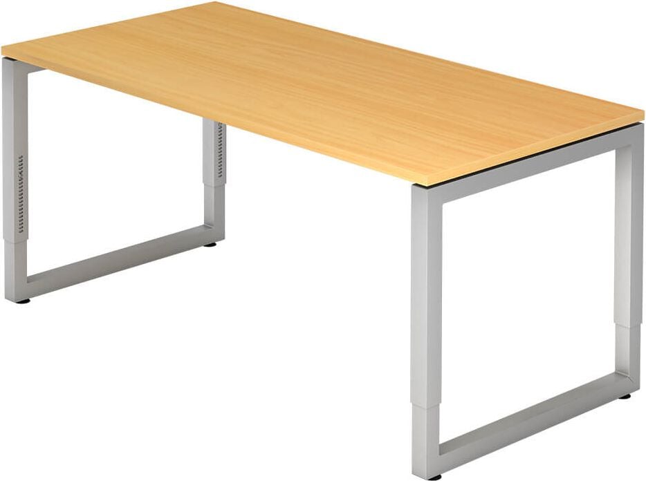 Schreibtisch Hammerbacher RS16, 160x80cm (BxT), 65-85cm Höhe, rechteckig,
O-Fußgestell eckig, buche