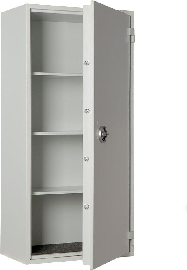 Sicherheitsschrank Format Seguro 70 022870-00000, 145,2x68,2x42,5cm, 158kg, Doppelbartschloss, Sicherheitsstufe S2 gemäß EN 14450, 258 Liter Volumen, hellgrau