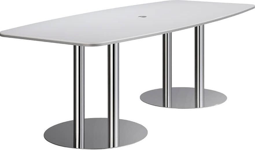 Konferenztische Hammerbacher KT22S/x/S, 220x74,5x103/83cm (BxHxT), oval, Säulenfuß
silber, weiß