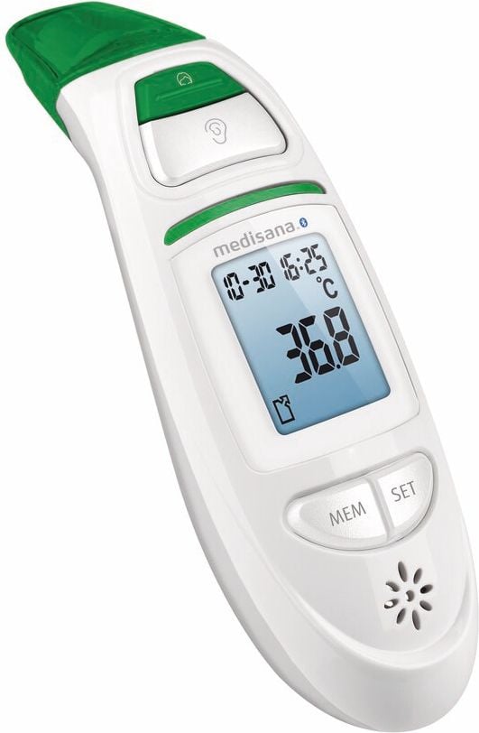 Fieberthermometer Medisana TM 750 Connect, Infrarot, kontaktlos, mit Bluetoothfunktion,
weiß/grün