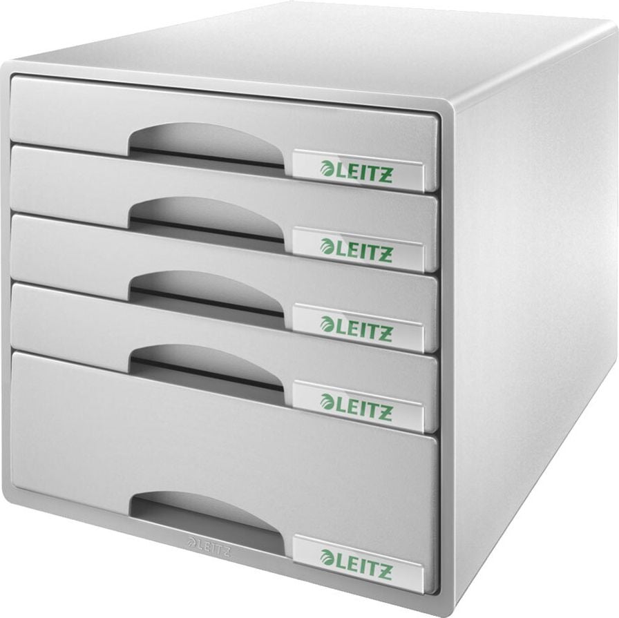 Schubladenbox Leitz Plus 5211, für A4, 5 geschlossene Schubladen, grau